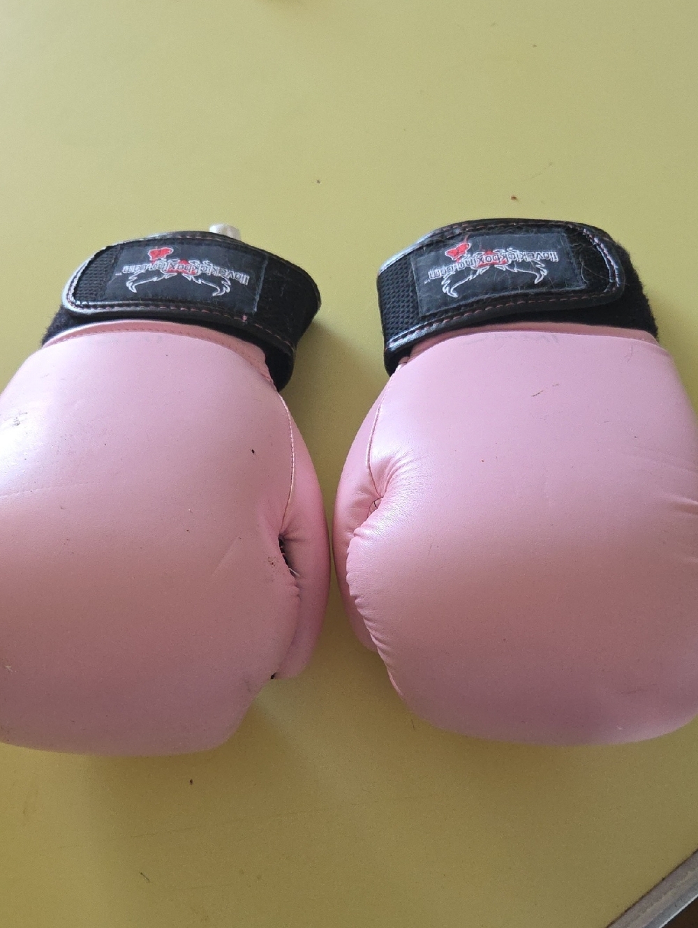 Pink Boxing Kick Boxing Gloves with Black Wrist Straps